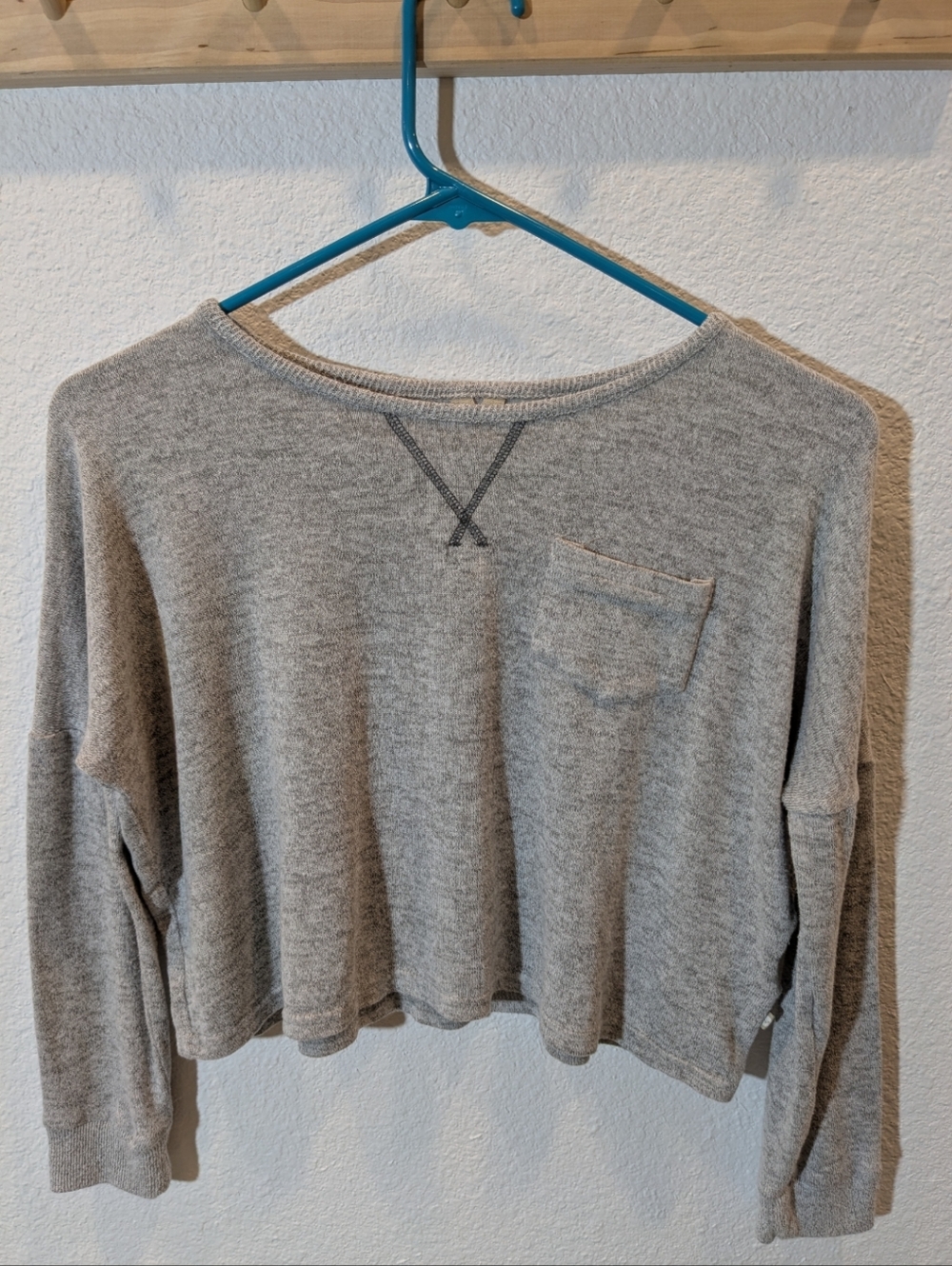 Roxy Girls Heathered Grey Slightly Cropped Long Sleeve Pullover